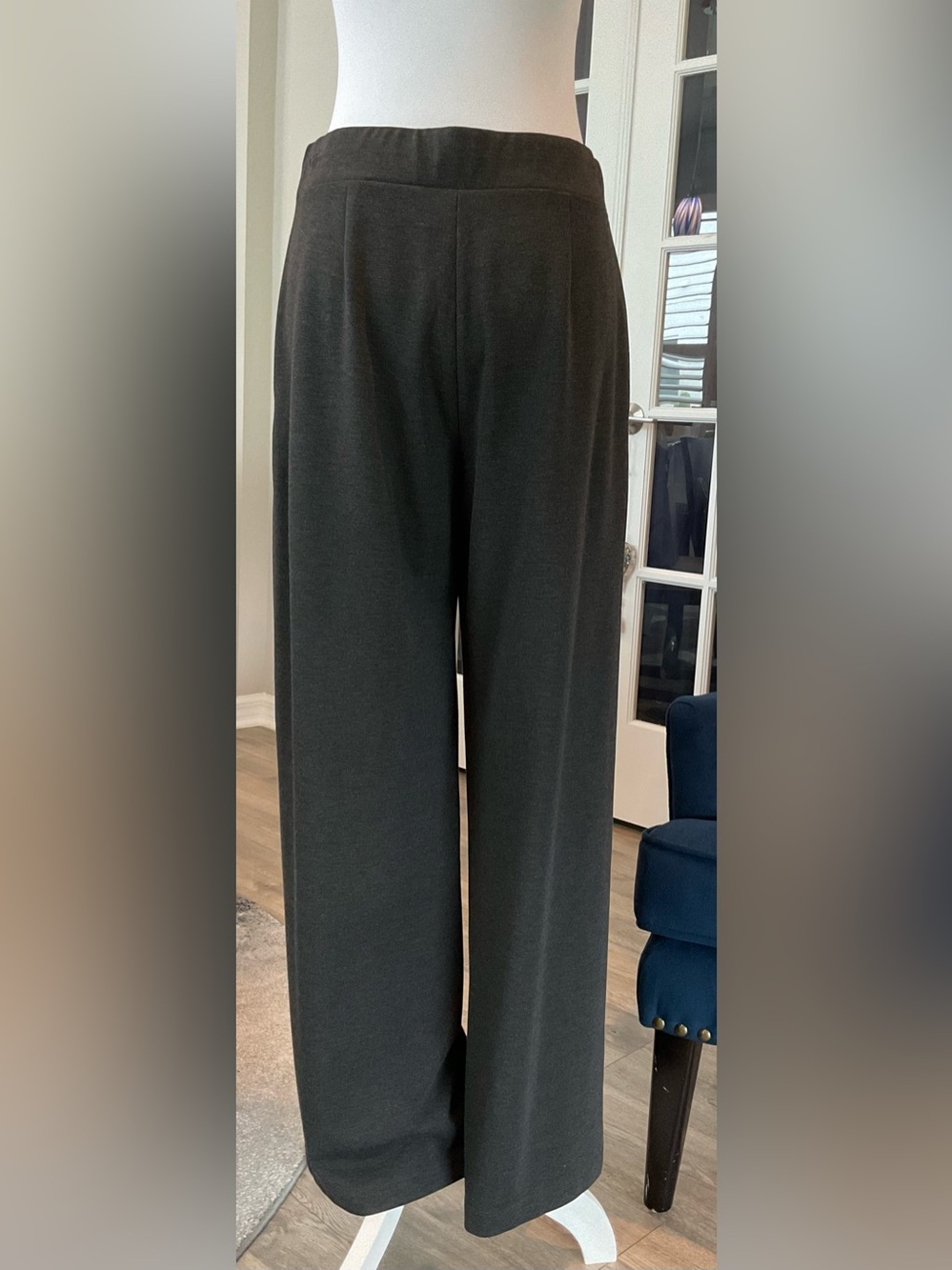 LOFT NWT Charcoal Heather Grey Wide Leg Pull-On Pants Workwear Medium M - Picture 7 of 10